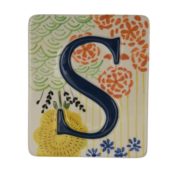 Ceramic Floral Letter S Wall Tile - Picture 1 of 2